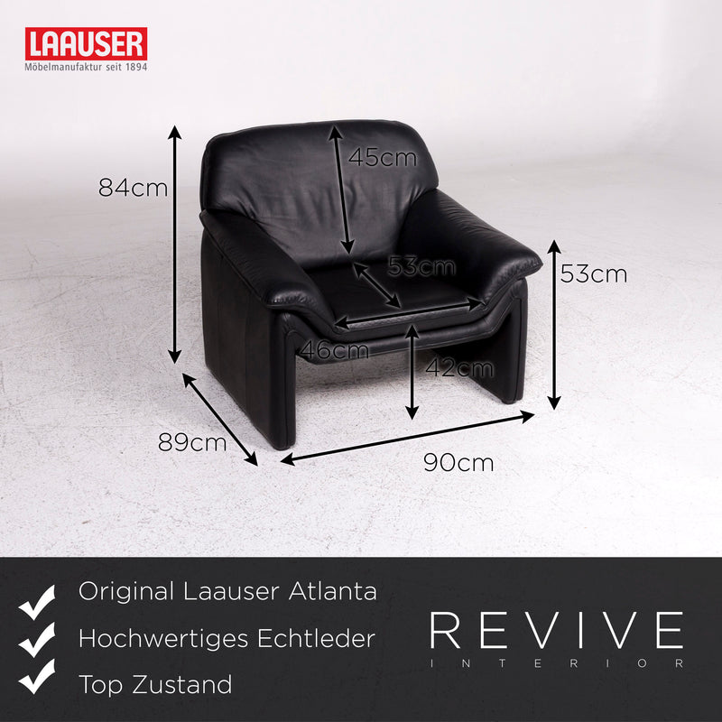 Laauser Atlanta Leder Sessel Schwarz 