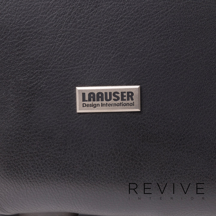 Laauser Atlanta Leather Sofa Set Black Three Seater Armchair #11981
