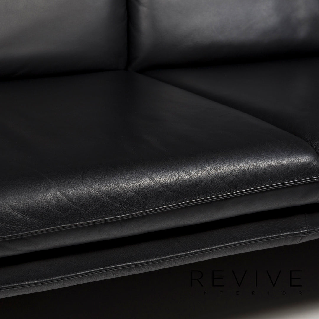 Laauser Atlanta Leather Sofa Black Three Seater #11472