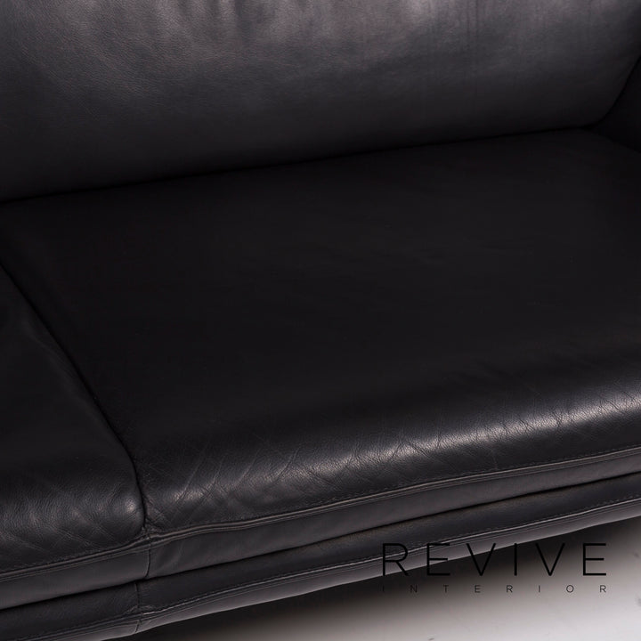 Laauser Atlanta Leather Sofa Black Three Seater #11808
