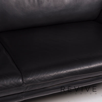 Laauser Atlanta Leder Sofa Schwarz Dreisitzer #11808
