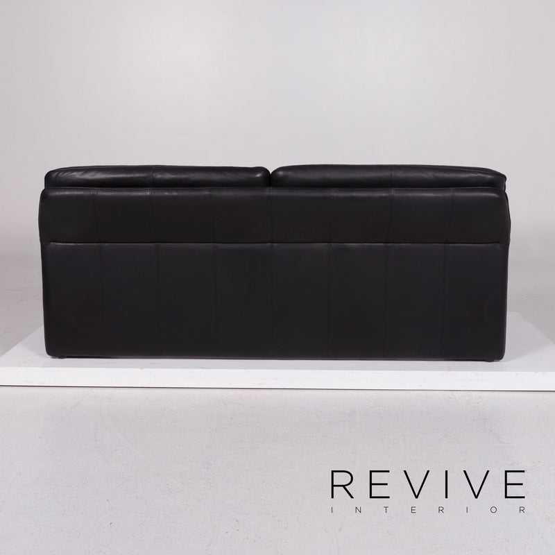 Laauser Atlanta Leder Sofa Schwarz Dreisitzer 