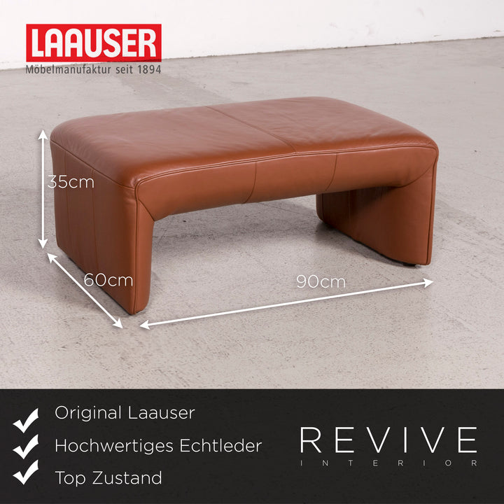 Laauser Leder Ecksofa Hocker Garnitur Braun Cognac Echtleder Sofa Couch #8107