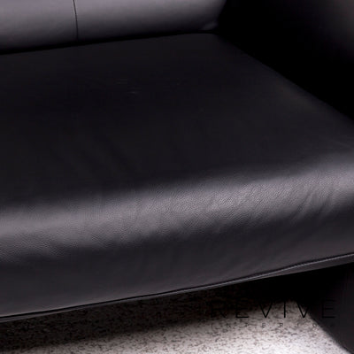 Laauser Leder Sofa Garnitur Schwarz 1x Dreisitzer 1x Zweisitzer 1x Sessel Funktion Couch #10035