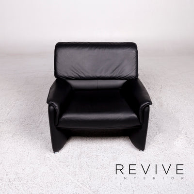 Laauser Leder Sofa Garnitur Schwarz 1x Dreisitzer 1x Zweisitzer 1x Sessel Funktion Couch #10035