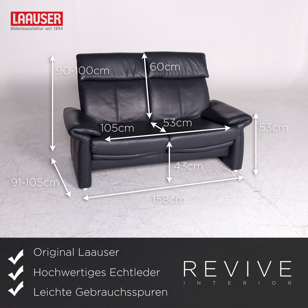 Laauser Leder Sofa Blau Zweisitzer Couch #8868