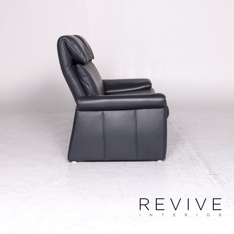 Laauser Leder Sofa Garnitur Blau Zweisitzer 