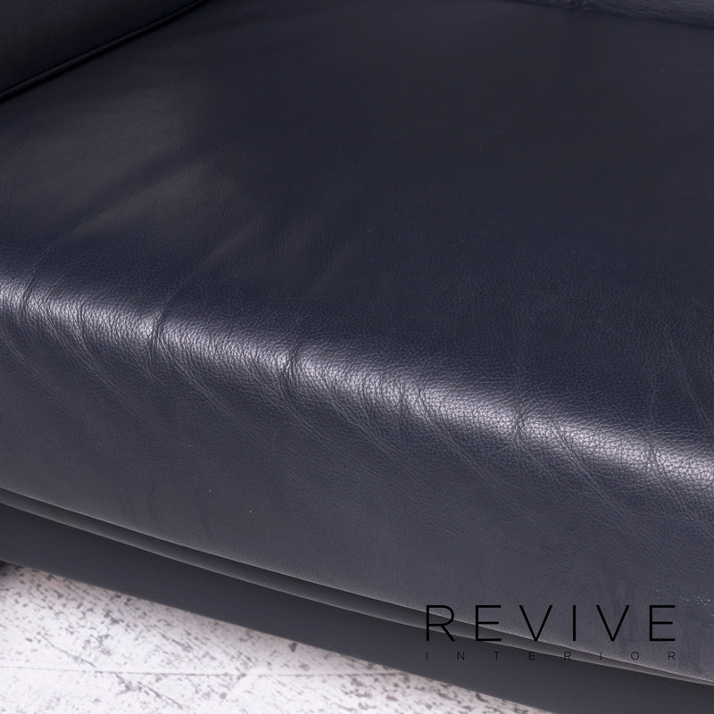 Laauser Leder Sofa Garnitur Blau Zweisitzer 