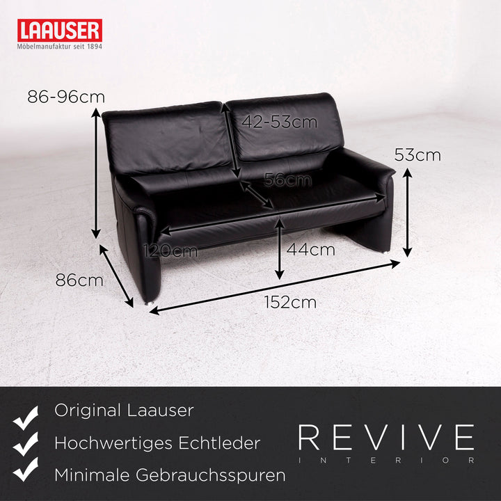 Laauser Leder Sofa Garnitur Schwarz 1x Dreisitzer 1x Zweisitzer 1x Sessel Funktion Couch #10035