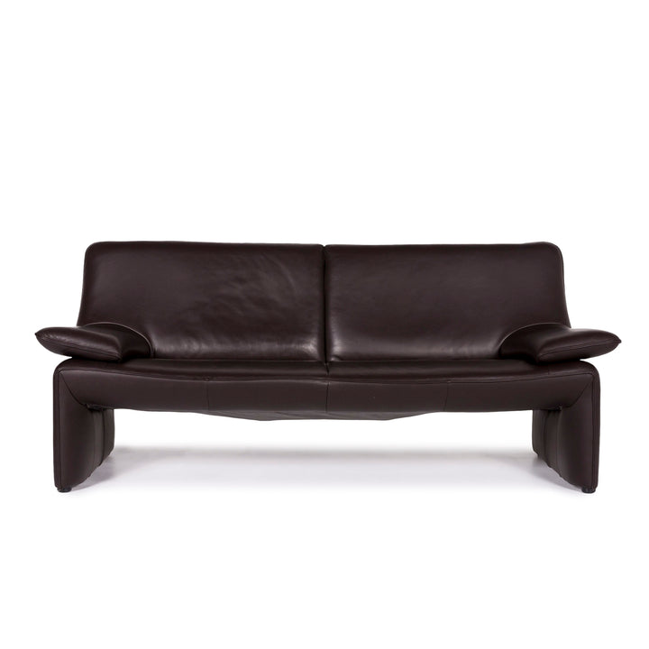 Laauser Flair leather sofa brown dark brown three-seater couch #10574