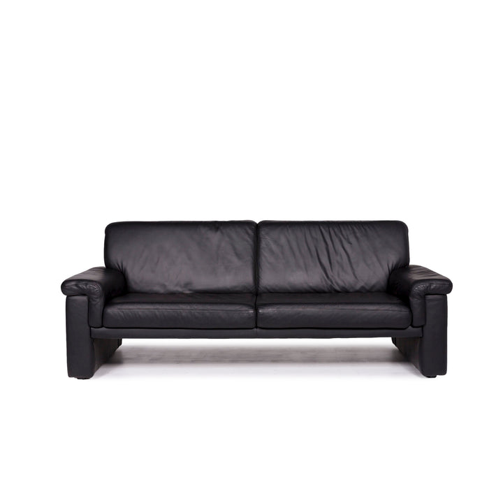 Laauser Leder Sofa Schwarz Dreisitzer Couch #11081