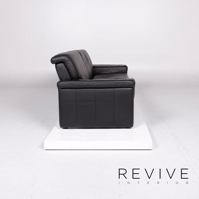Laauser Leder Sofa Garnitur Schwarz 1x Dreisitzer 1x Zweisitzer #11212