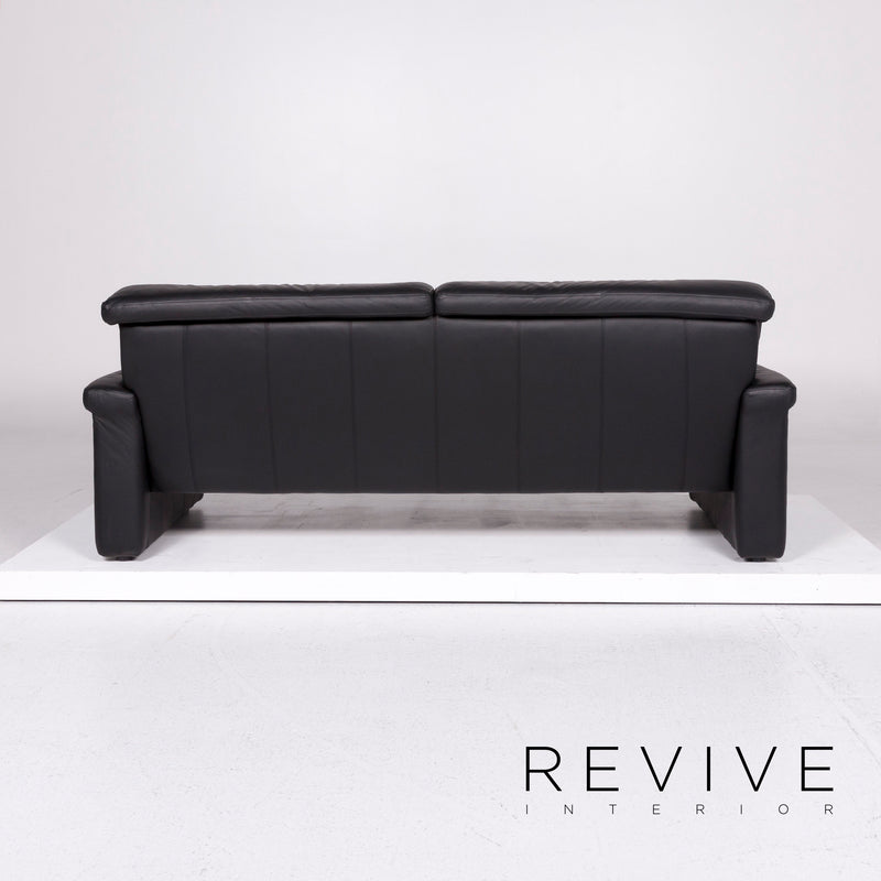 Laauser Leder Sofa Garnitur Schwarz 1x Dreisitzer 1x Zweisitzer 