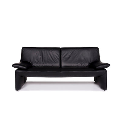 Laauser Leder Sofa Schwarz Dreisitzer Couch #11236