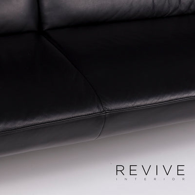 Laauser Leder Sofa Schwarz Dreisitzer Couch #11236