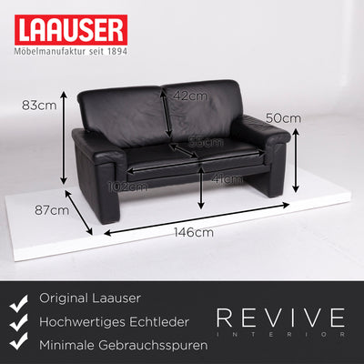 Laauser Leder Sofa Schwarz Zweisitzer Couch #11080