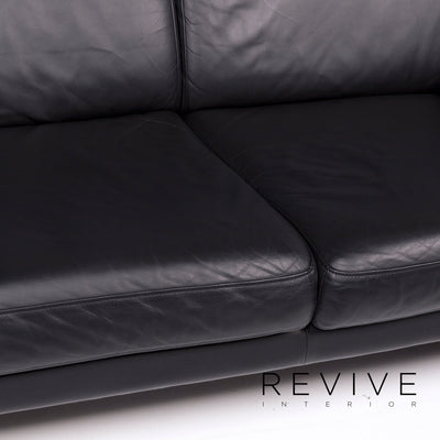 Laauser Leder Sofa Schwarz Zweisitzer Couch #11080