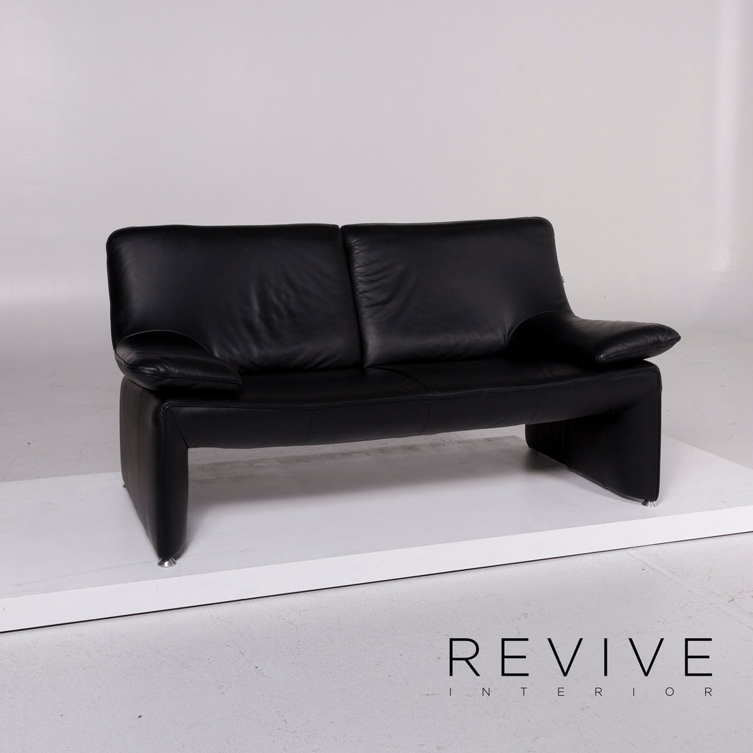 Laauser Leder Sofa Schwarz Zweisitzer Couch #11238
