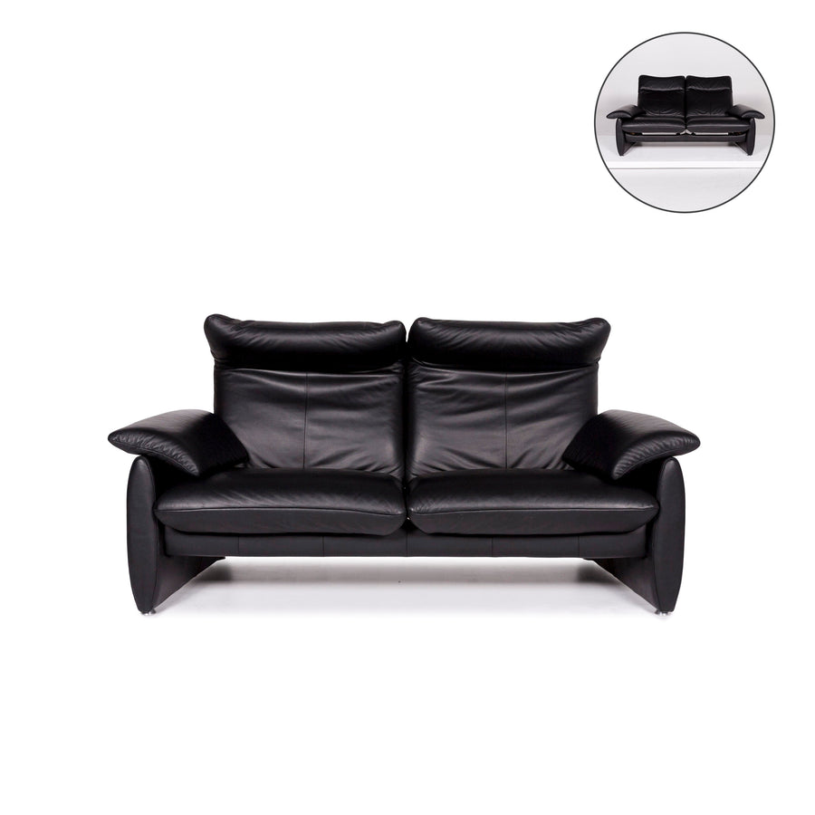 Laauser Leder Sofa Schwarz Zweisitzer Funktion Couch #11365