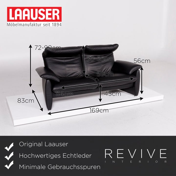 Laaus leather sofa black two-seater function couch #11365