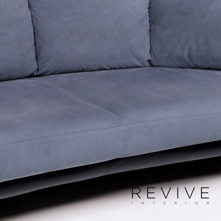 Leolux Alcantara Fabric Blue Dark Blue Three Seater Couch #12162