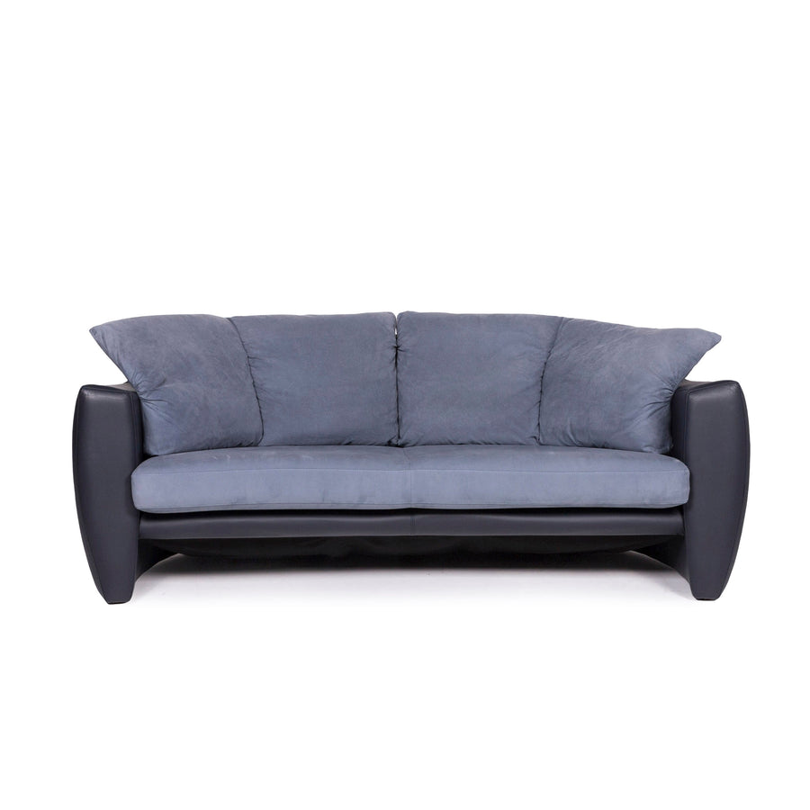 Leolux Alcantara Stoff Blau Dunkelblau Dreisitzer Couch #12162