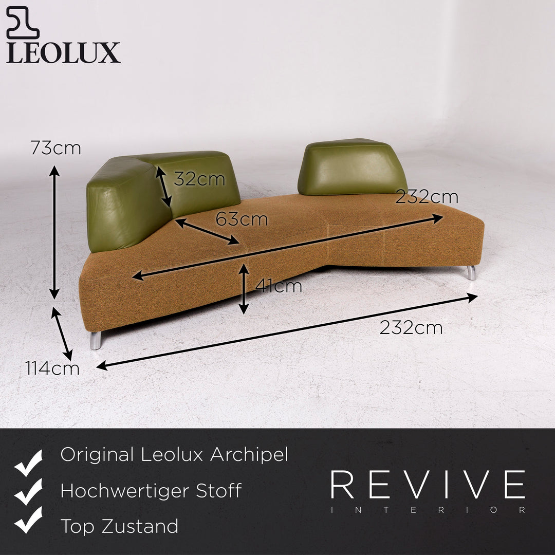 Leolux Archipel Designer Stoff Sofa Garnitur Set Grün Braun 1x Dreisitzer 1x Zweisitzer #9748