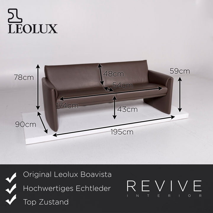 Leolux Boavista Leder Sofa Braun Dreisitzer Couch #11331