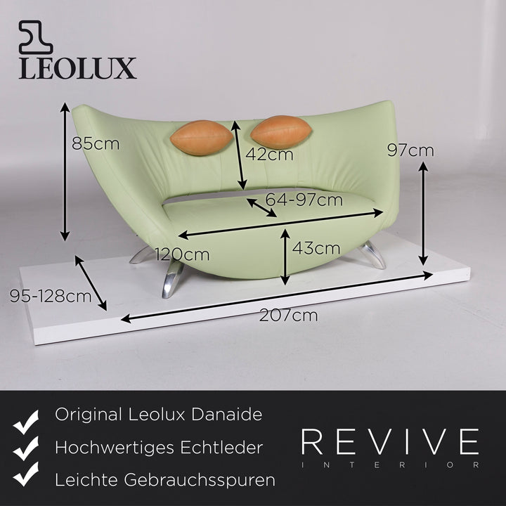Leolux Danaide Leder Sofa Grün Pistaziengrün Elektrische Funktion Couch #10551