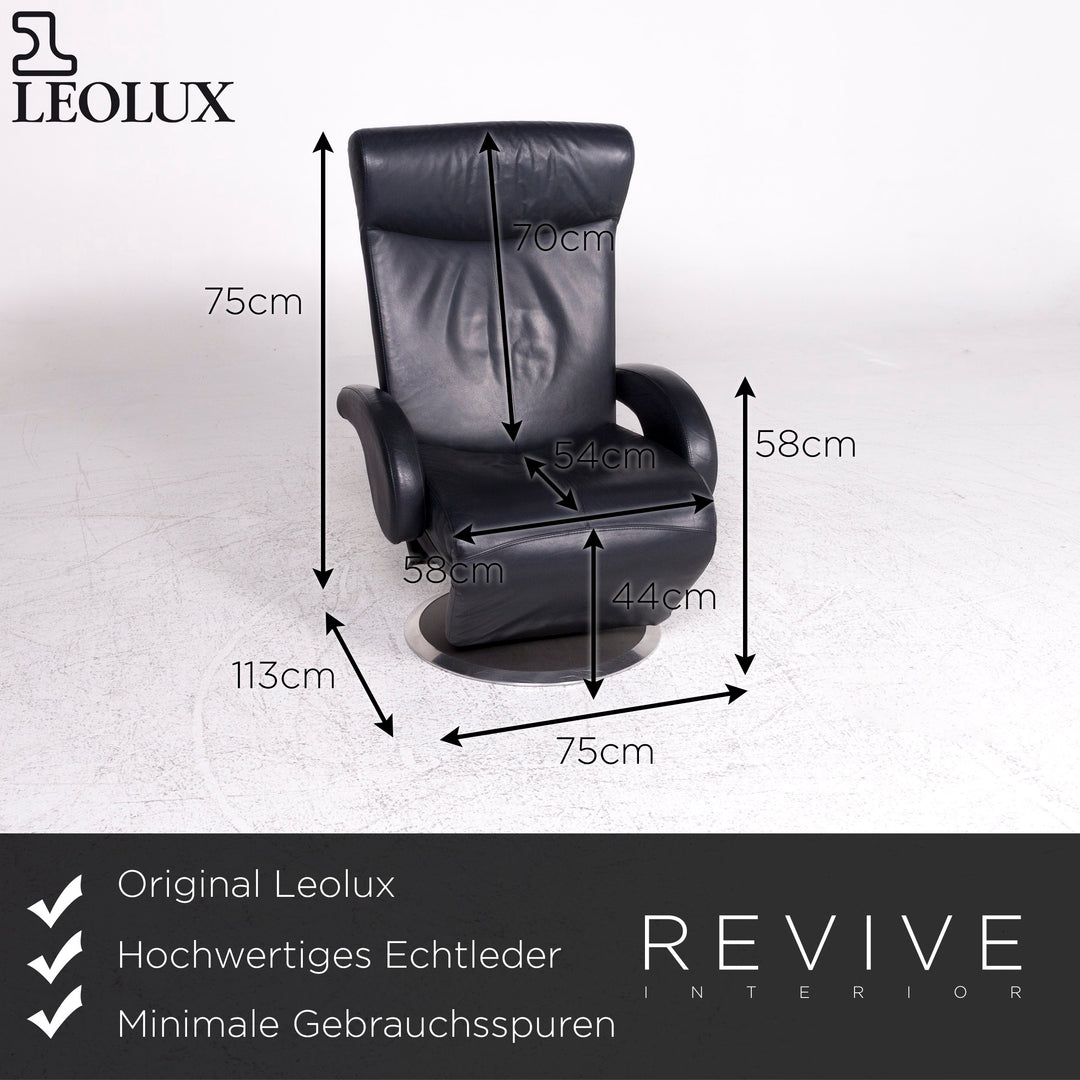Leolux Designer Leder Sessel Garnitur Blau 1x Sessel Relax Funktion 1x Sessel Massagefunktion #9464