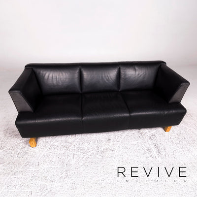Leolux Leder Sofa Schwarz Dreisitzer Couch #9900