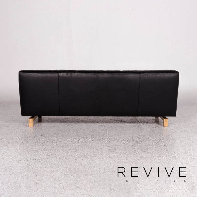 Leolux Leder Sofa Schwarz Dreisitzer Couch 