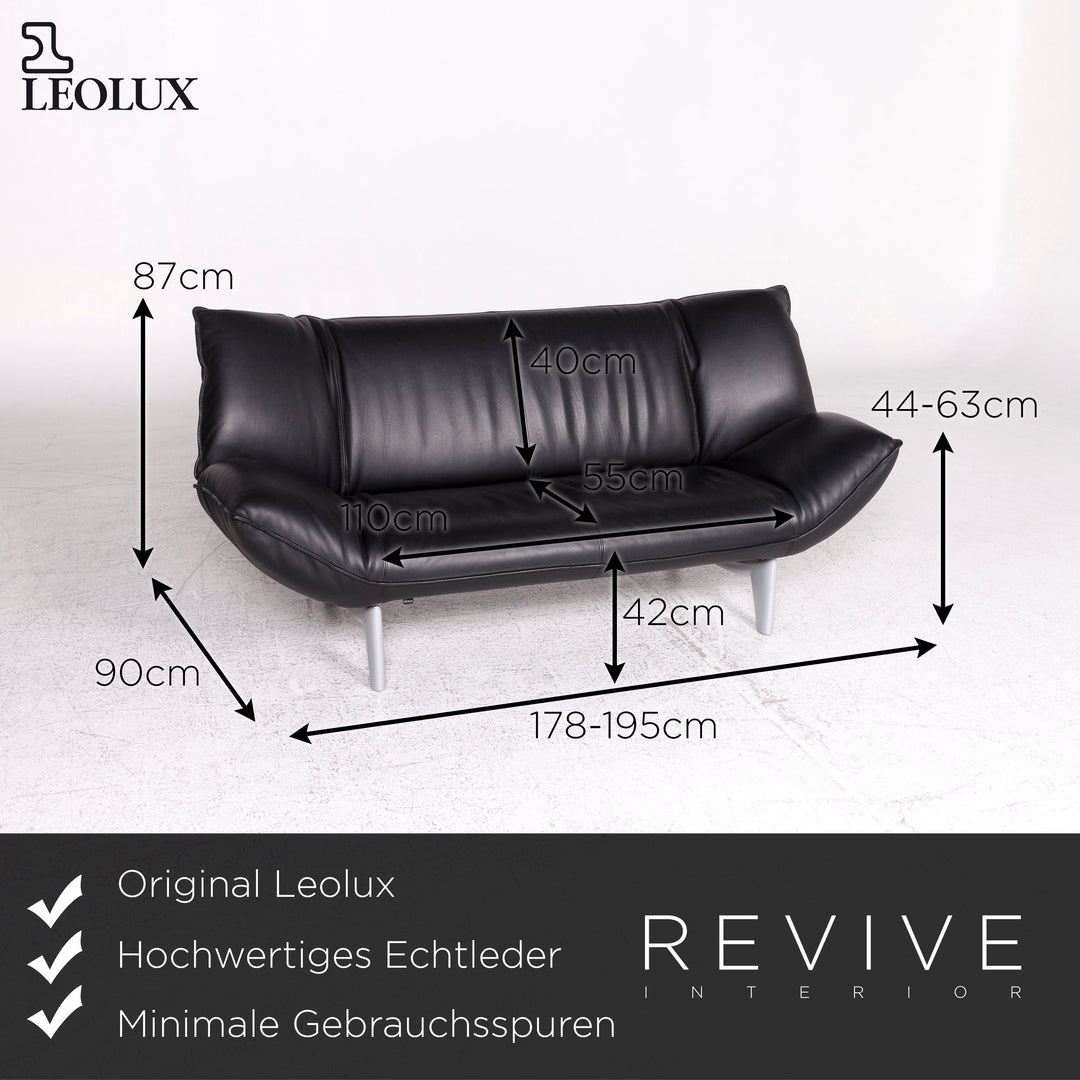Leolux Tango Designer Leather Sofa Set Black Three Seater Two Seater Stool #9198