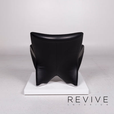 Leolux Echnaton Leder Sessel Schwarz inkl. Hocker #11720