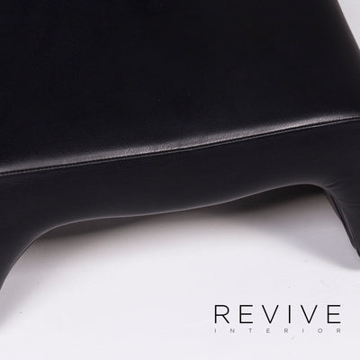 Leolux Echnaton Leder Sessel Schwarz inkl. Hocker #11720