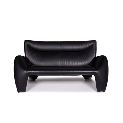Leolux Echnaton Leder Sofa Schwarz Zweisitzer Couch #11721