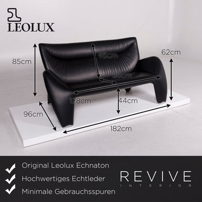 Leolux Echnaton Leder Sofa Schwarz Zweisitzer Couch #11721