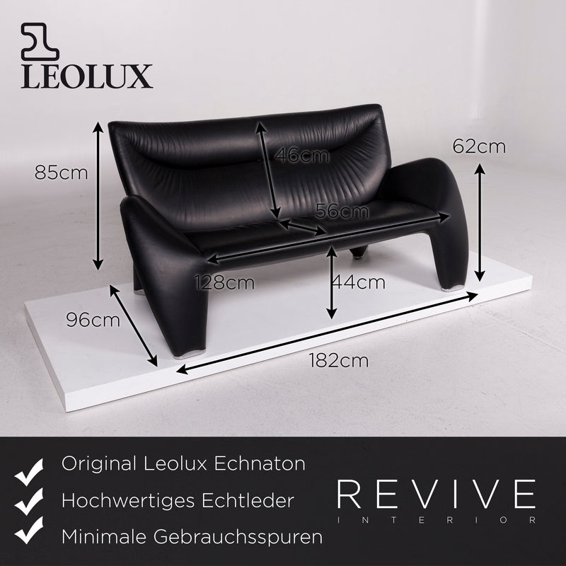Leolux Echnaton Leder Sofa Schwarz Zweisitzer Couch 