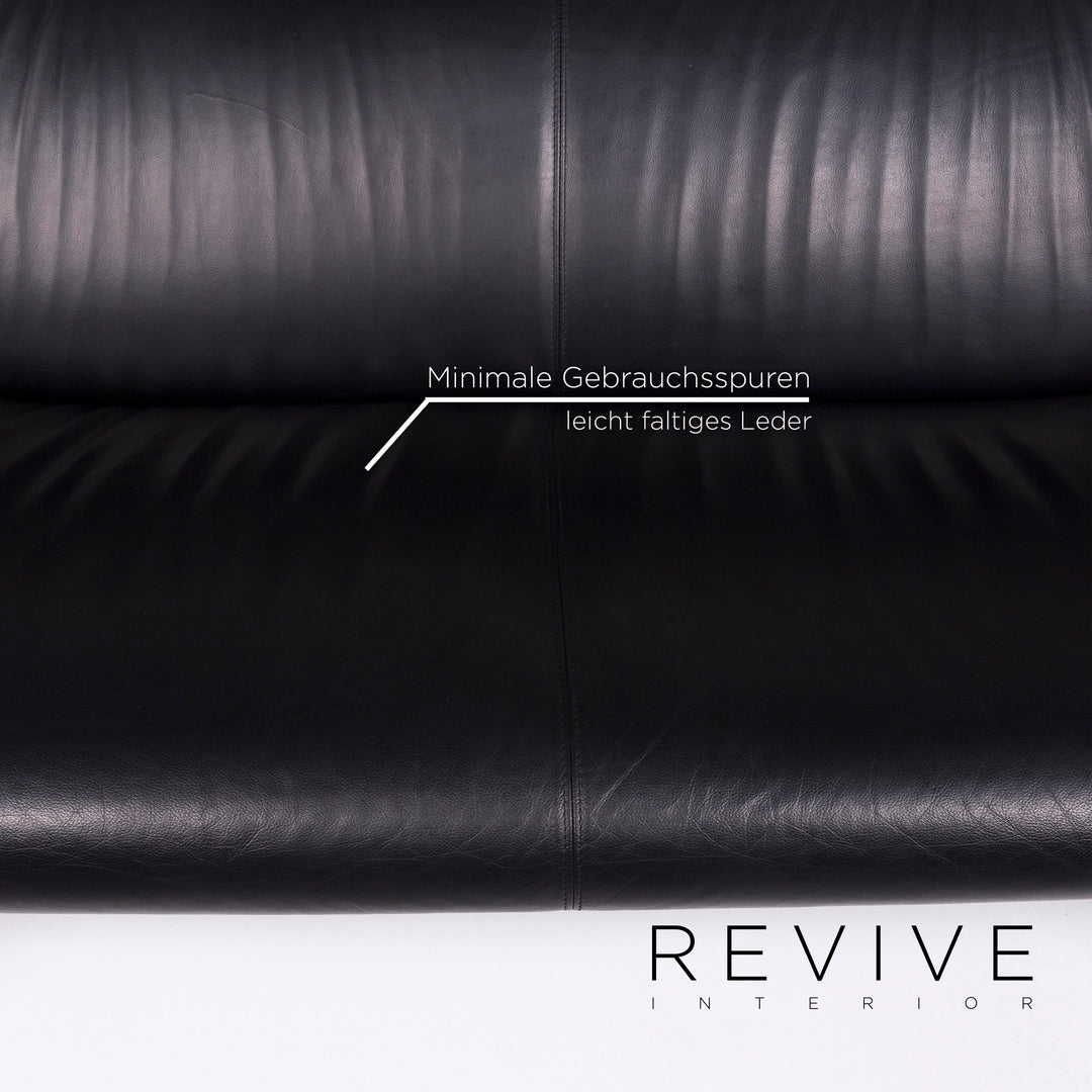 Leolux Akhenaten Leather Sofa Black Two Seater Couch #11721