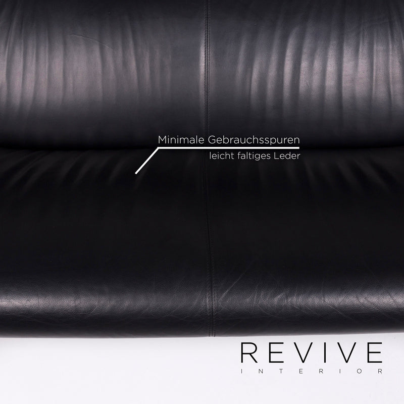 Leolux Echnaton Leder Sofa Schwarz Zweisitzer Couch 