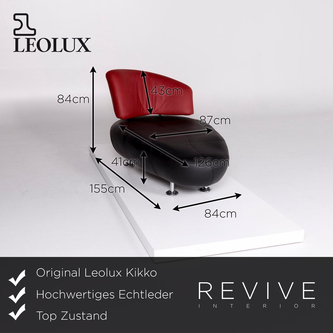 Leolux Kikko Leather Lounger Black Red Chaise Longue #10353