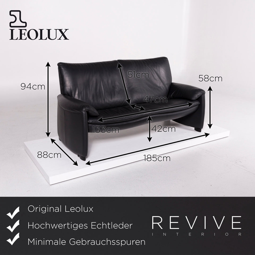 Leolux Leder Sofa Anthrazit Dreisitzer Couch #11481