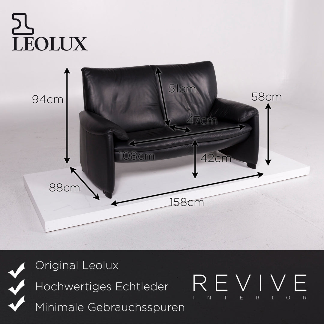 Leolux Leder Sofa Anthrazit Zweisitzer Couch #11482