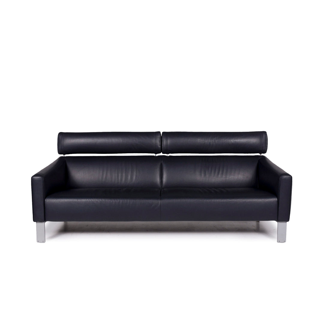 Leolux Leder Sofa Blau Dunkelblau Dreisitzer Funktion Couch #11333
