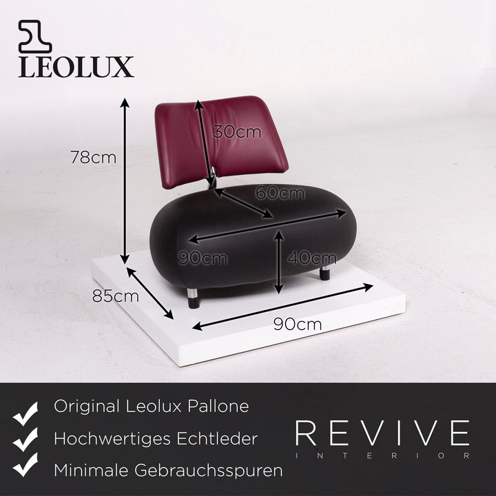 Leolux Pallone Leather Armchair Black Purple #11563