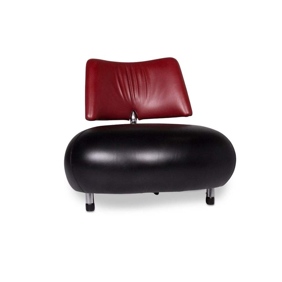 Leolux Pallone Leather Armchair Black Red #10352