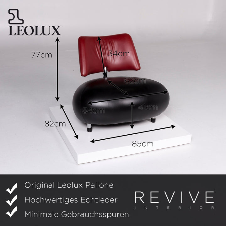 Leolux Pallone Leder Sessel Schwarz Rot #10352