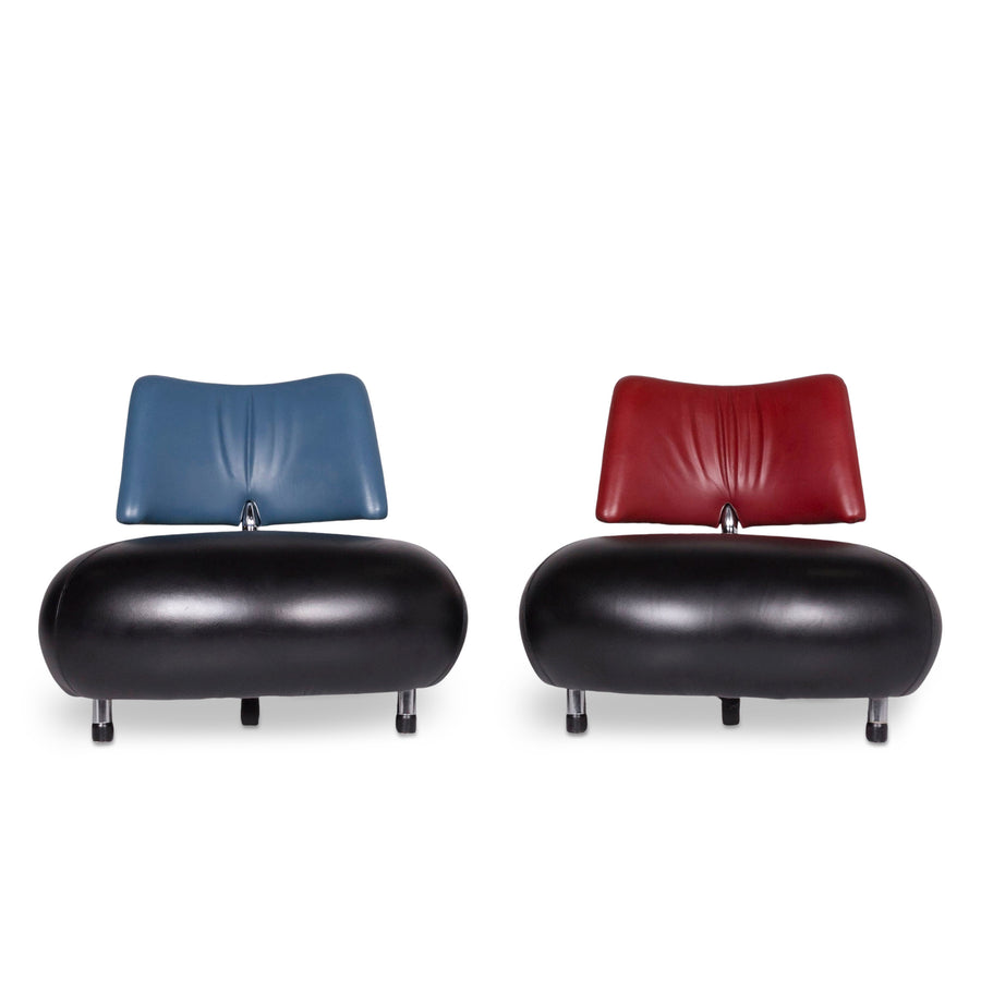 Leolux Pallone armchair set black red blue 2x armchair #10425