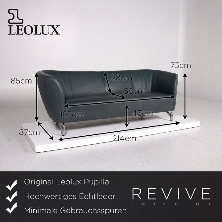 Leolux Pupilla Leder Sofa Grün Dreisitzer Couch #11826