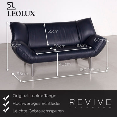 Leolux Tango Leder Sofa Blau Echtleder Zweisitzer Couch #7177